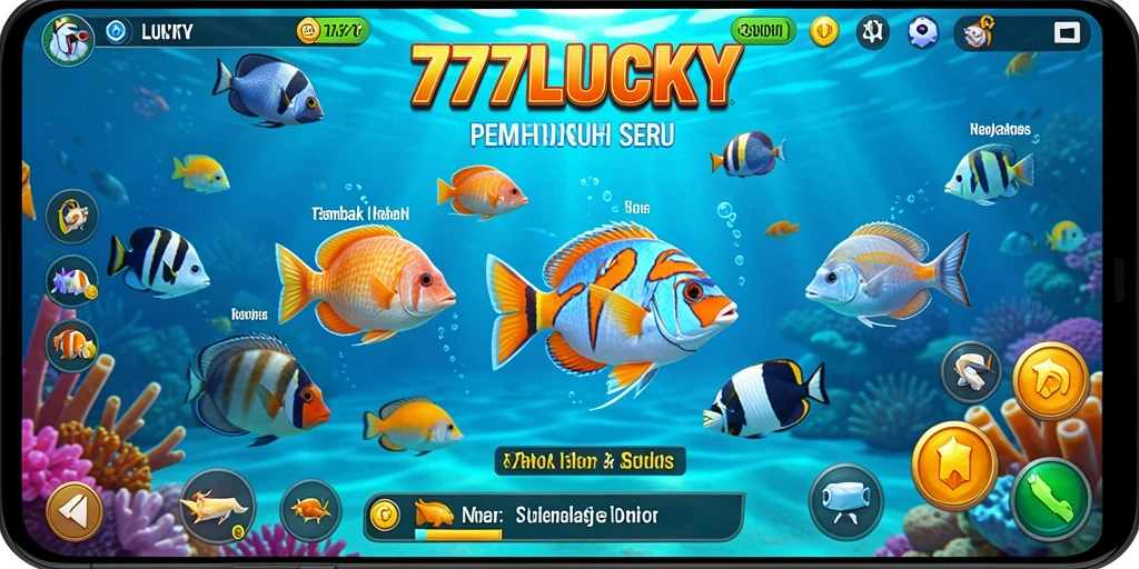 Tampilan gameplay seru di 777LUCKY saat menangkap ikan.