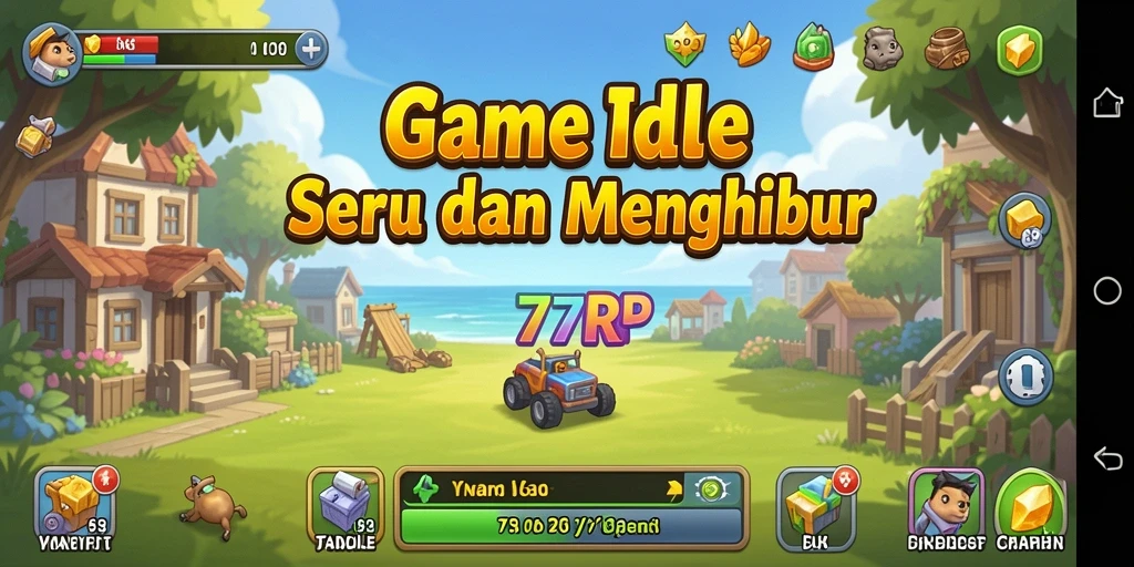 Screenshot gameplay 77RP menampilkan karakter dan sumber daya yang sedang berkembang.