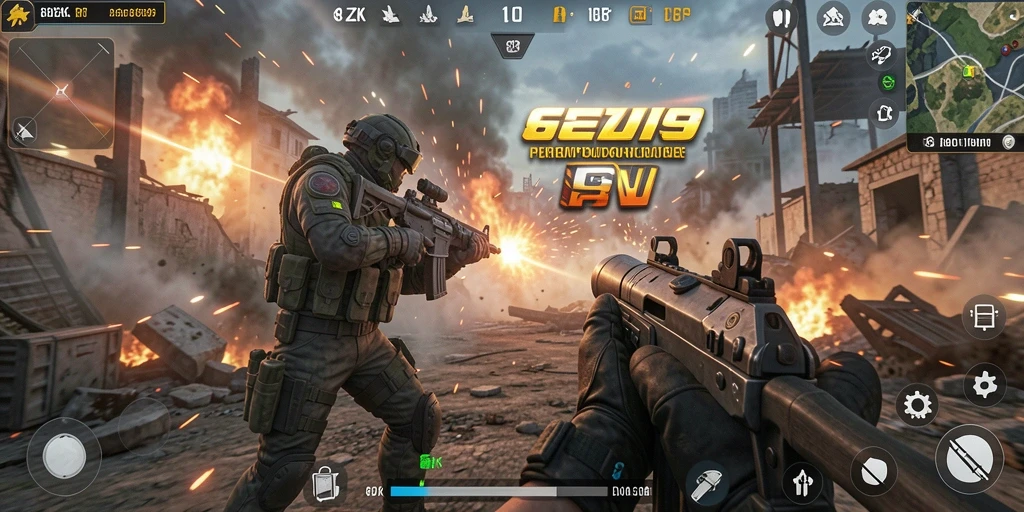 Screenshot gameplay 8ZK menampilkan aksi pertempuran yang intens.