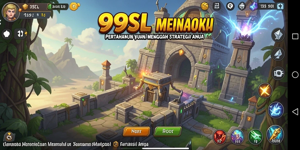 Tampilan gameplay menara bertahan yang intens dan strategis.