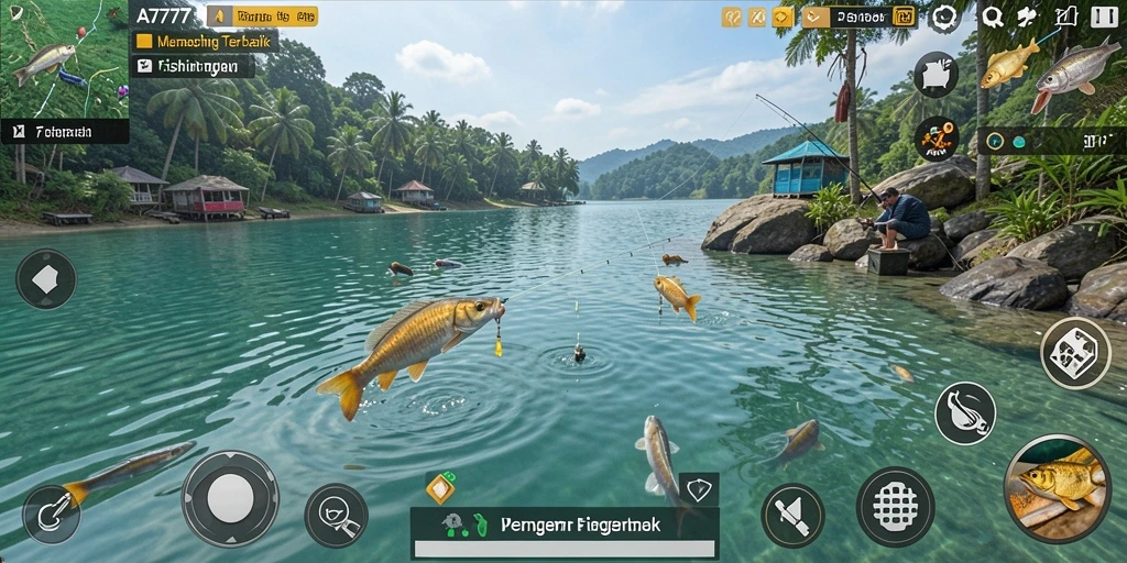 Tangkapan ikan besar dan suasana yang menawan dalam gameplay A7777.