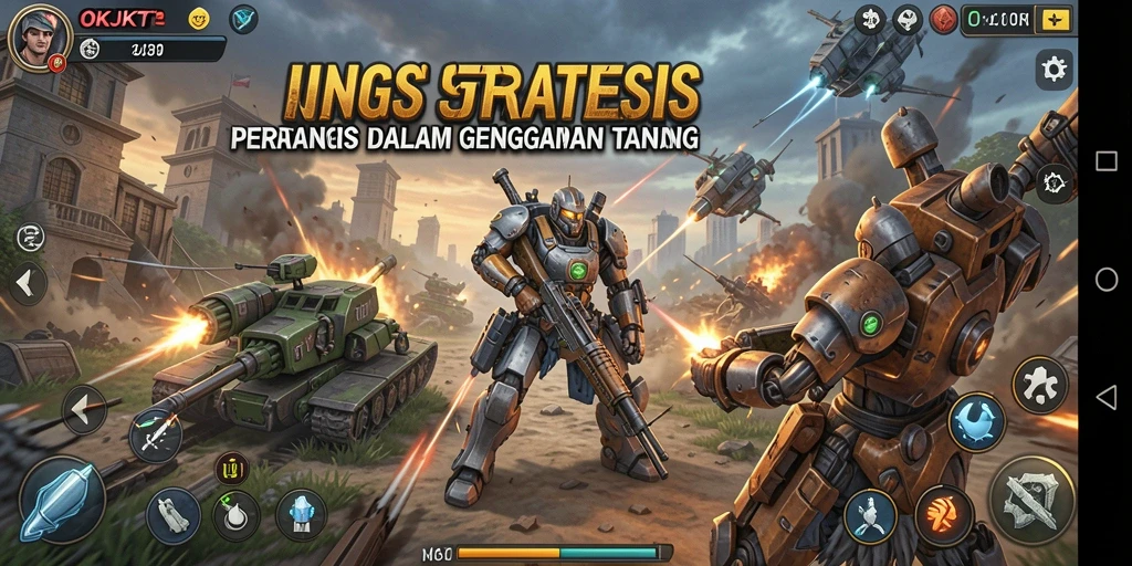 Tampilan permainan adrenaline tinggi di OKJKT dengan aksi tembak yang intens.
