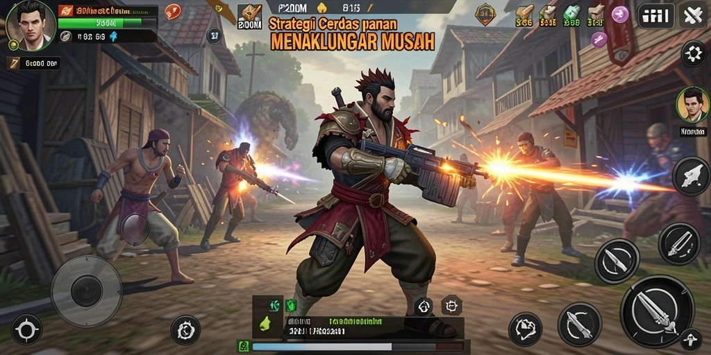 Screenshot utama P200M menampilkan aksi seru dalam permainan strategi.