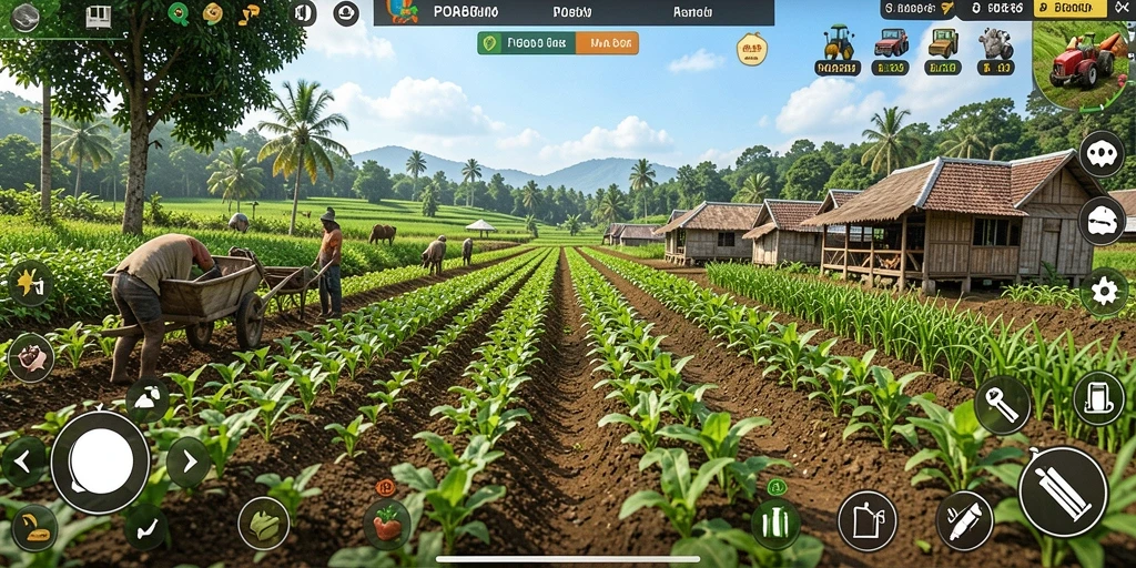 Tampilan menarik dari gameplay POA88 saat bertani.