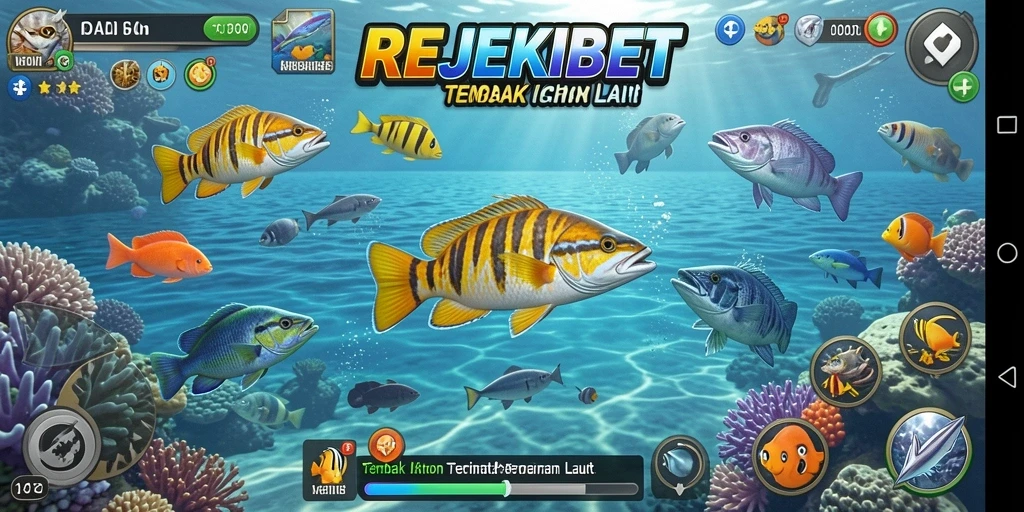 Menampilkan gameplay seru dalam permainan Tembak Ikan REJEKIBET.
