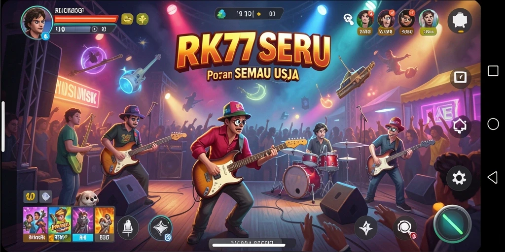 Tampilan gameplay RK77 yang menarik dengan berbagai pilihan lagu.
