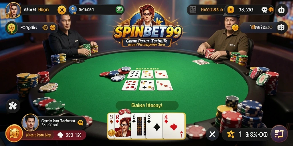 Tampilan menarik dari gameplay poker di SPINBET99.