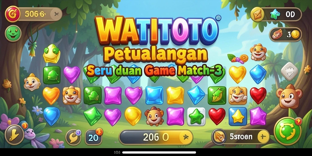 Screenshot <strong>WATITOTO</strong> menampilkan aksi seru permainan Match-3 dengan grafis cerah.